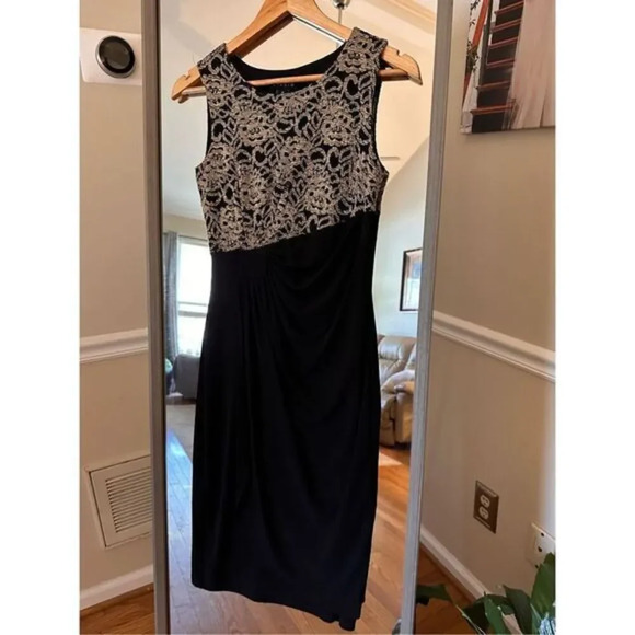 Enfocus Black Lace Sheath Cocktail Formal Dress Size 4 - Picture 1 of 4